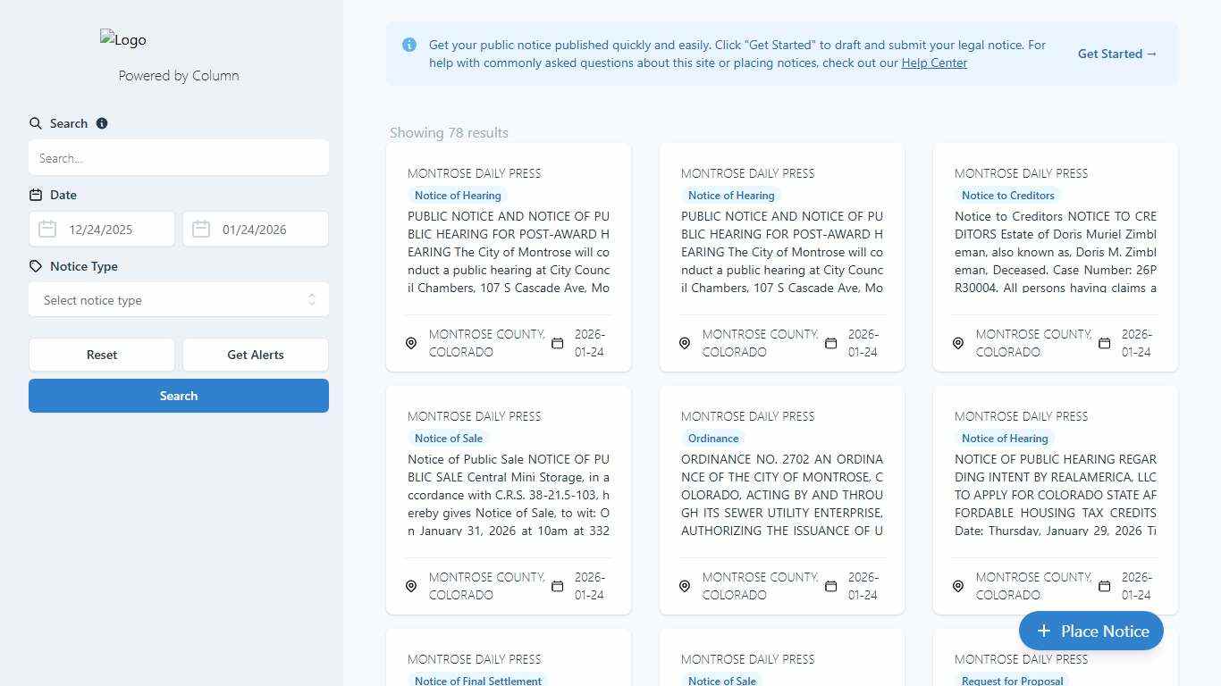 Public Notices Montrose Daily Press